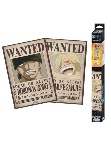 3665361035282 Set 2 poster one piece wanted zoro & sanji 52x35.