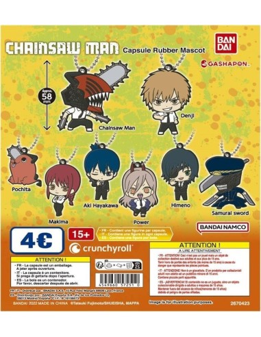 GASHAPON BANDAI CHAINSAWMAN RUBBER MASCOT  4549660572510 GASHAPON BANDAI CHAINSAWMAN RUBBER MASCOT  4549660572510