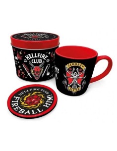 Set lata regalo Hellfire Club Stranger Things taza y posavasos .