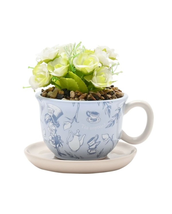 MACETERO FORMA TAZA ALICIA PAIS DE LAS MARAVILLAS CON PLANTA  5063322048513