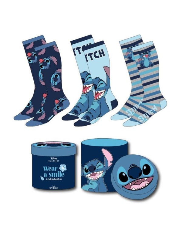 PACK CALCETINES 3 PIEZAS STITCH CAJA REGALO ADULTO T.36-43 8445484456837