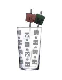 Vaso con pajitas Minecraft 480 ml | regalo Minecraft