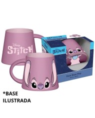 taza Angel Stitch Disney de 350 ml con base interior decorada