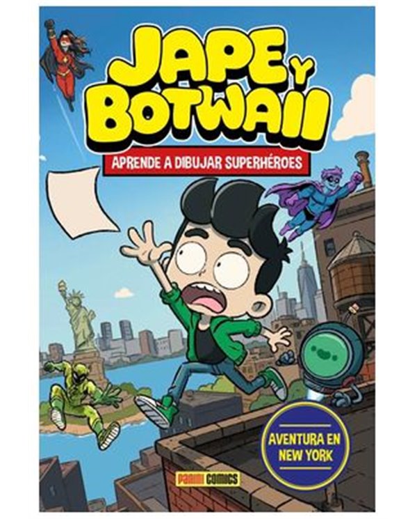 Portada de JAPE Y BOTWAII. APRENDE A DIBUJAR SUPERHEROES. AVENTURA EN NUEVA YORK de JOSE ANTONIO PEREZ (JAPE), PANINI , ISBN 979