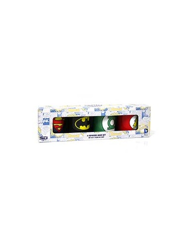 SET 4 MINI TAZAS CAFE CERAMICA LOGOS DC COMICS 8436541029989