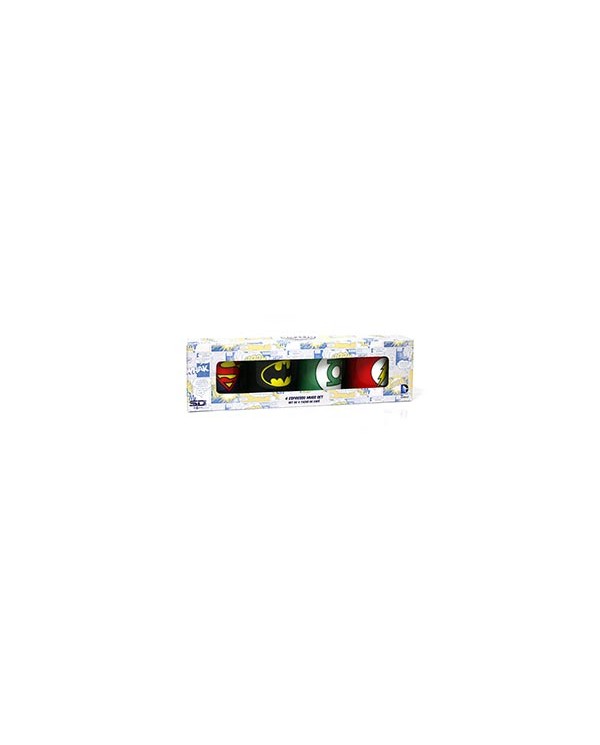 SET 4 MINI TAZAS CAFE CERAMICA LOGOS DC COMICS 8436541029989