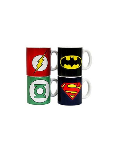 SET 4 MINI TAZAS CAFE CERAMICA LOGOS DC COMICS 8436541029989