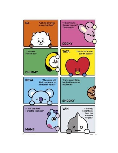 Poster BT21 Personajes Frases 8435497235352  7,50 € Poster BT21 Personajes Frases 8435497235352  7,50 €