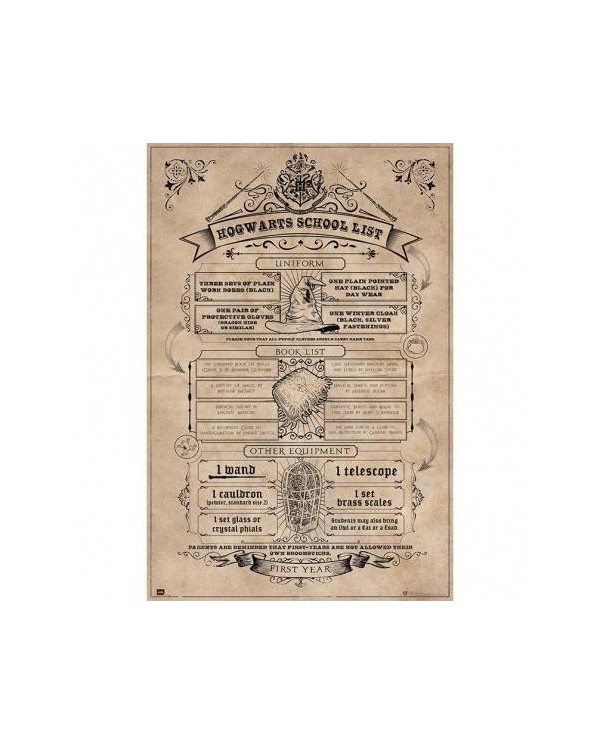 Poster Harry Potter Hogwarts School List 8435497204013  7,50 €